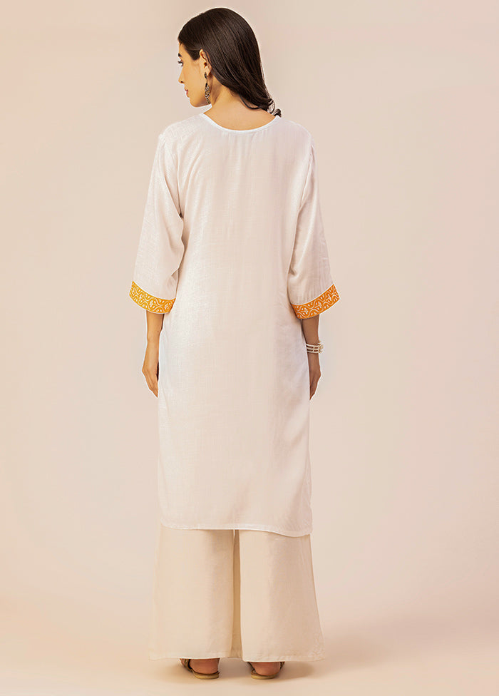 White Readymade Rayon Kurti