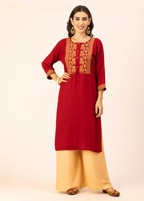 Maroon Readymade Rayon Kurti