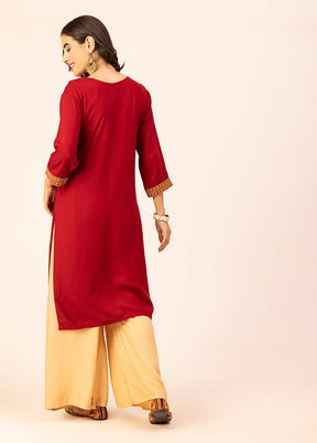 Maroon Readymade Rayon Kurti