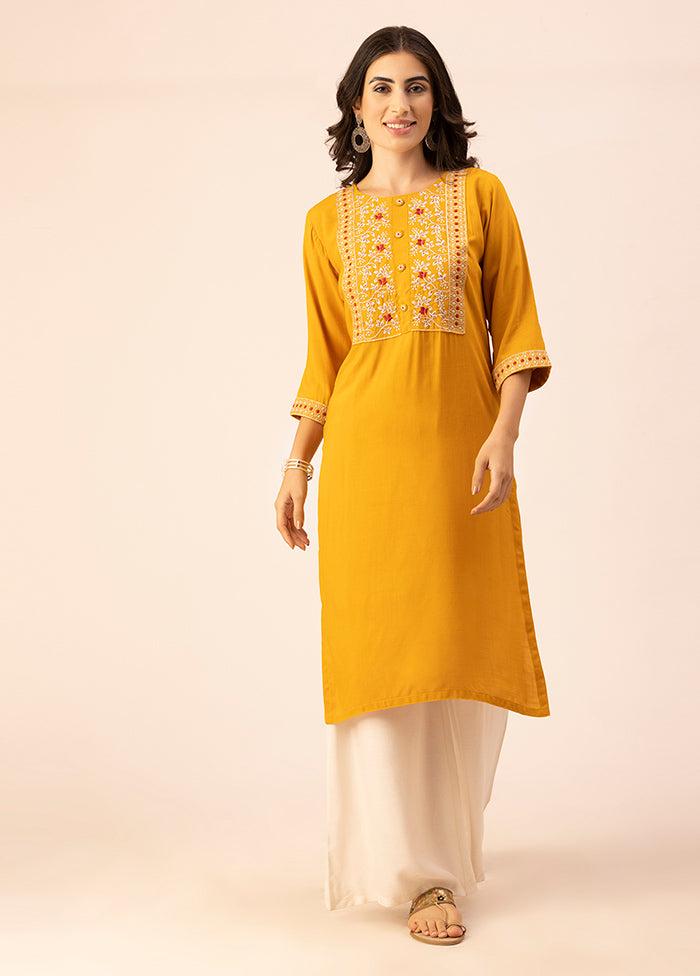 Mustard Readymade Rayon Kurti