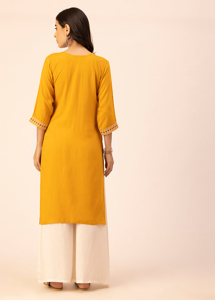 Mustard Readymade Rayon Kurti