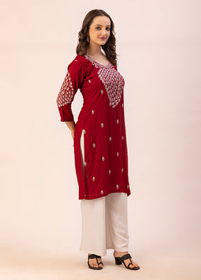 Maroon Readymade Rayon Kurti