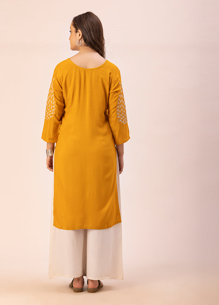 Mustard Readymade Rayon Kurti