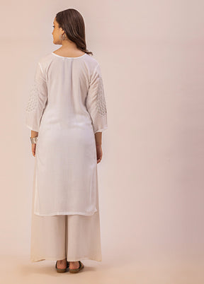 White Readymade Rayon Kurti