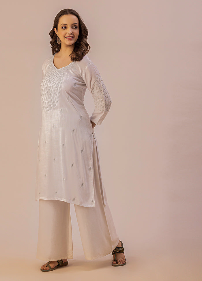 White Readymade Rayon Kurti