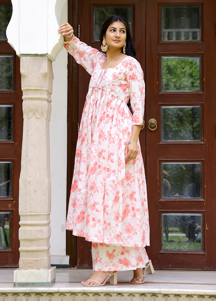 2 Pc White Readymade Silk Kurti Set