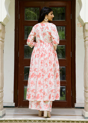2 Pc White Readymade Silk Kurti Set