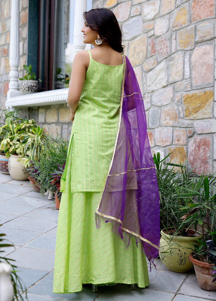3 Pc Green Readymade Silk Suit Set