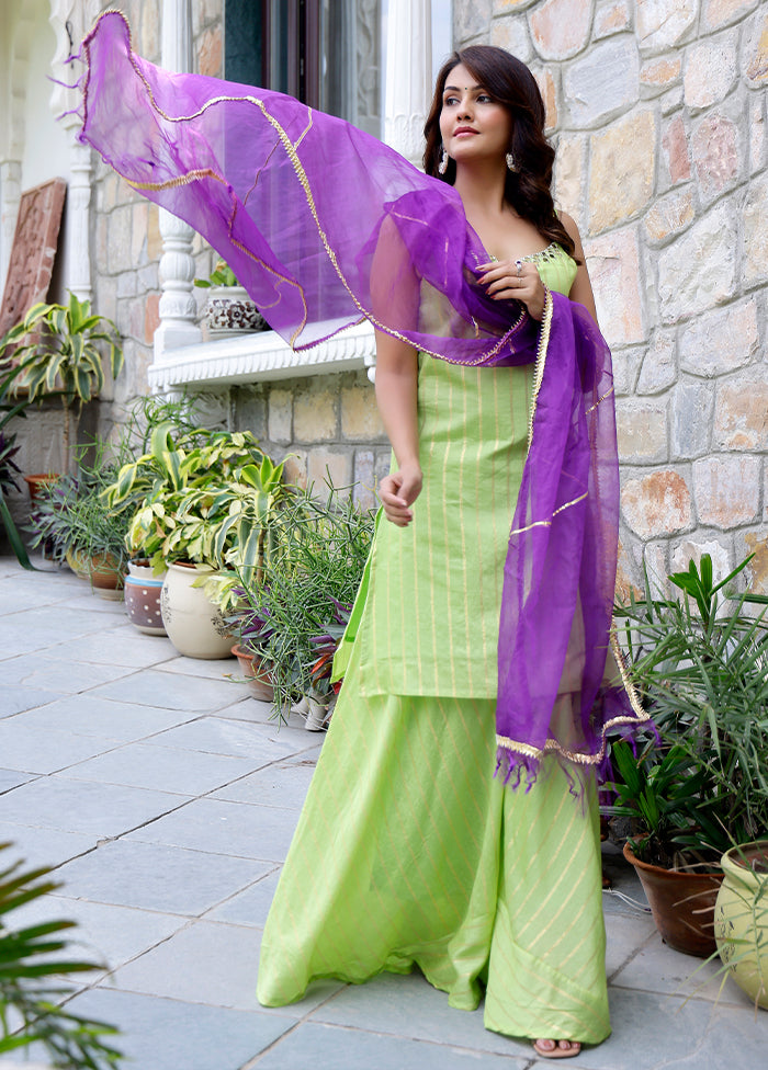 3 Pc Green Readymade Silk Suit Set