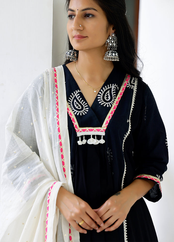 3 Pc Blue Readymade Silk Suit Set