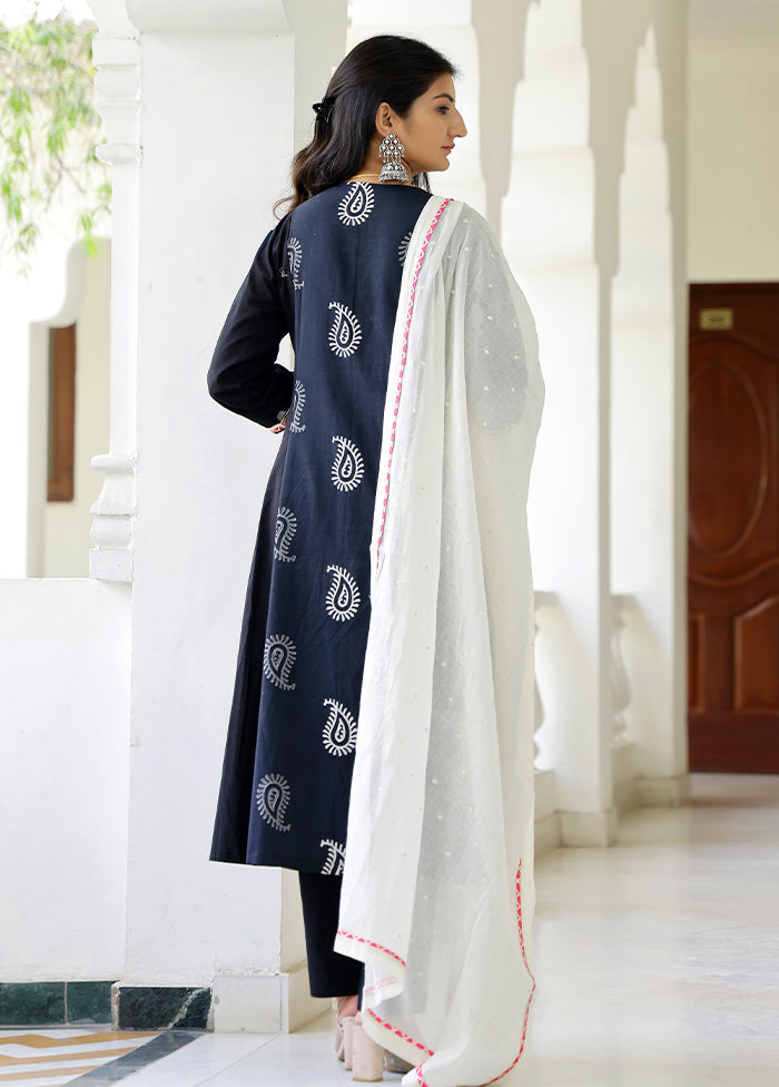 3 Pc Blue Readymade Silk Suit Set