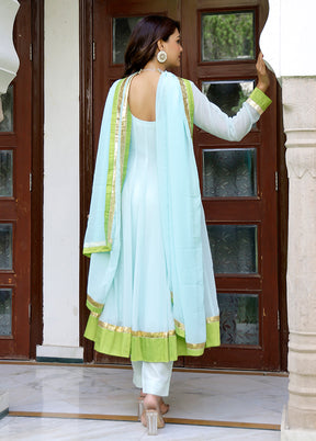 Cream Readymade Silk Indian Dress
