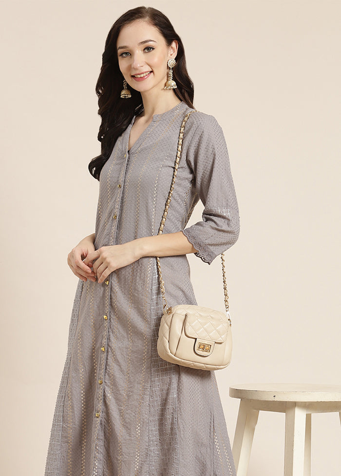 Grey Readymade Cotton Kurti