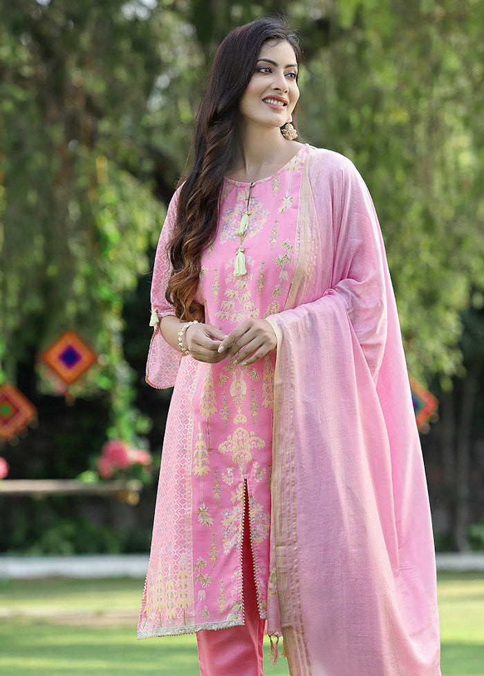 3 Pc Pink Pure Readymade Georgette Suit Set