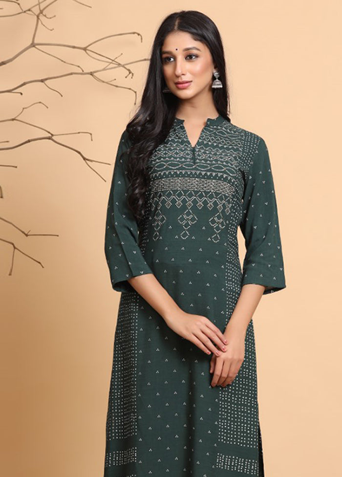 Jade Green Readymade Rayon Kurti