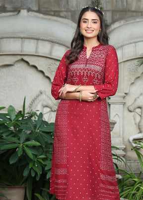 Maroon Readymade Rayon Kurti