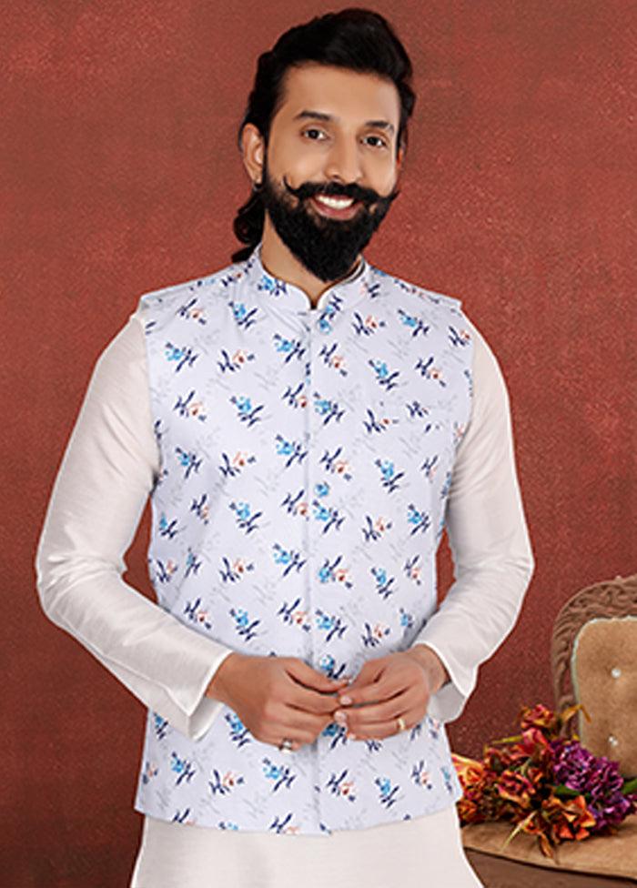 3 Pc Multicolor Silk Kurta Pajama with Jacket Set