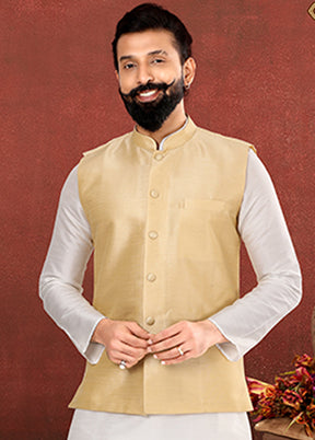 3 Pc Multicolor Silk Kurta Pajama with Jacket Set