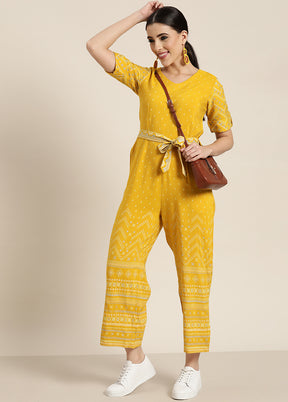 Mustard Readymade Rayon Indian Dress