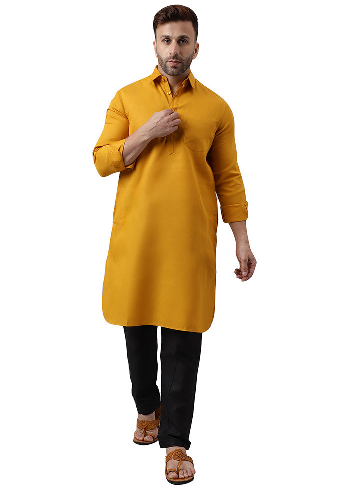 2 Pc Mustard Viscose Kurta Pajama Set