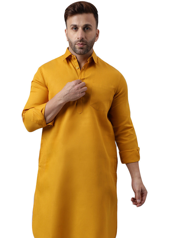 2 Pc Mustard Viscose Kurta Pajama Set