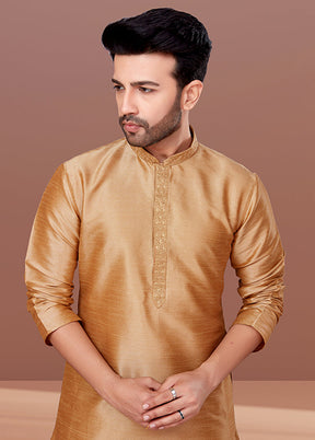 Brown Silk 2 Pc Kurta Pajama Set