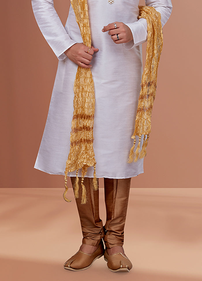 White Silk 2 Pc Kurta Pajama Set