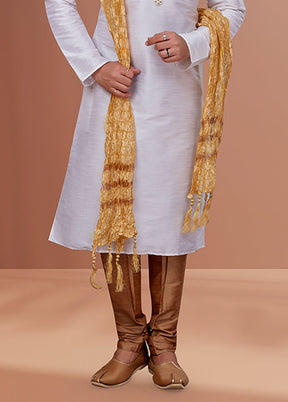 White Silk 2 Pc Kurta Pajama Set