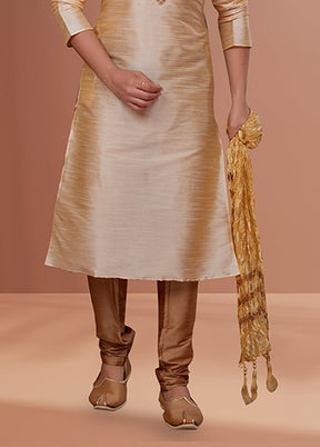 Cream Silk 2 Pc Kurta Pajama Set