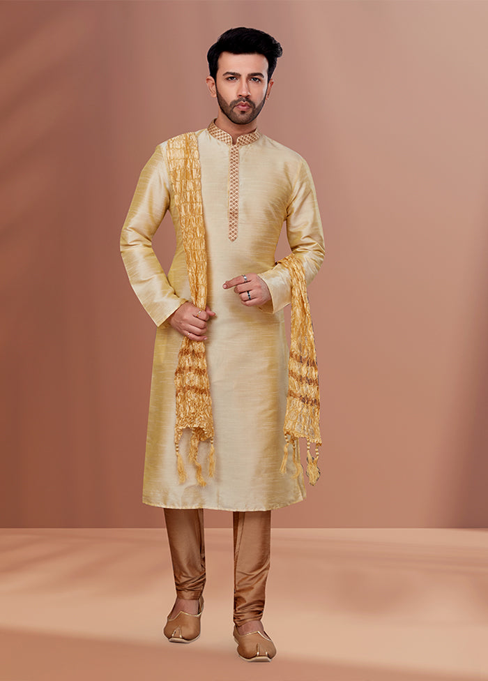 Golden Silk 2 Pc Kurta Pajama Set