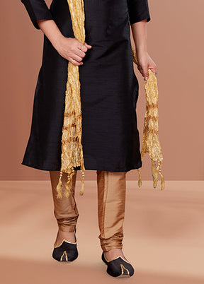 Black Silk 2 Pc Kurta Pajama Set