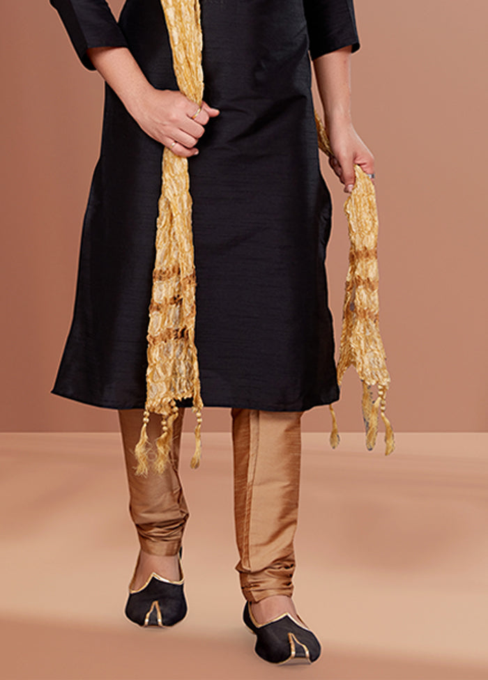Black Silk 2 Pc Kurta Pajama Set