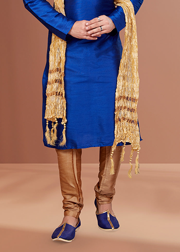 Blue Silk 2 Pc Kurta Pajama Set