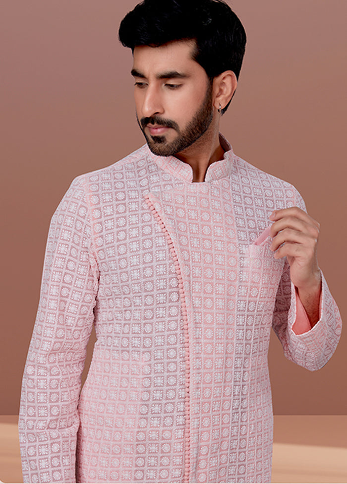 Pink Georgette 2 Pc Kurta Pajama Set