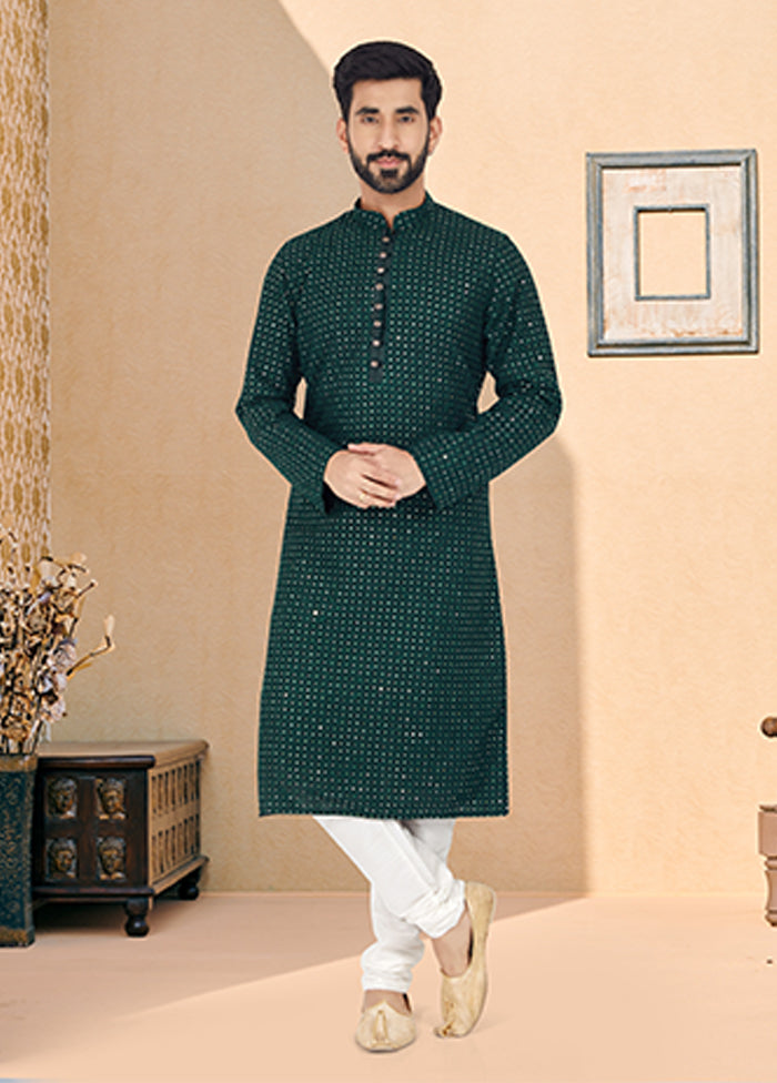 Green Georgette 2 Pc Kurta Pajama Set