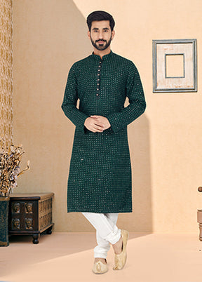 Green Georgette 2 Pc Kurta Pajama Set