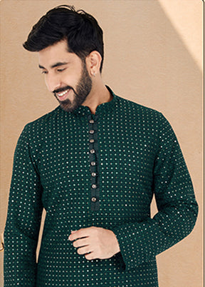 Green Georgette 2 Pc Kurta Pajama Set