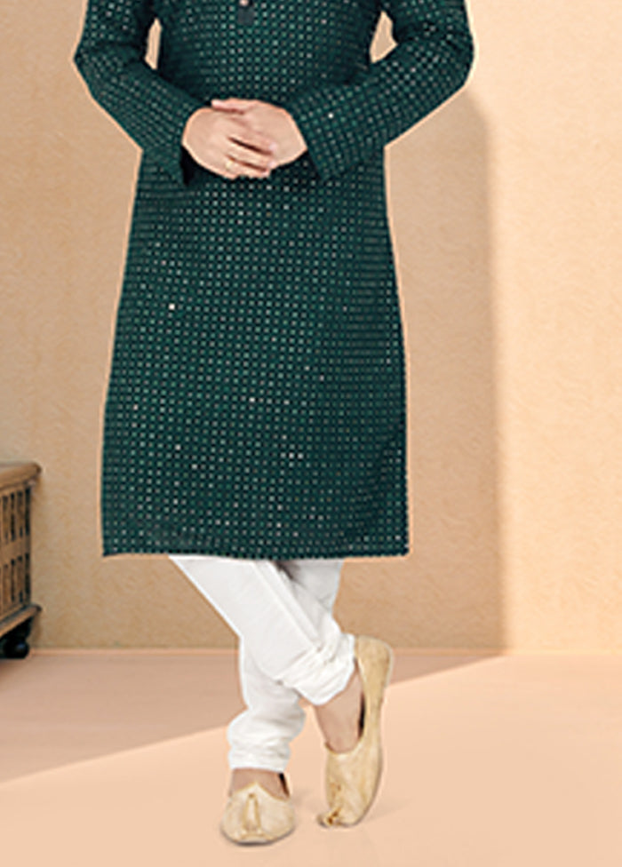 Green Georgette 2 Pc Kurta Pajama Set