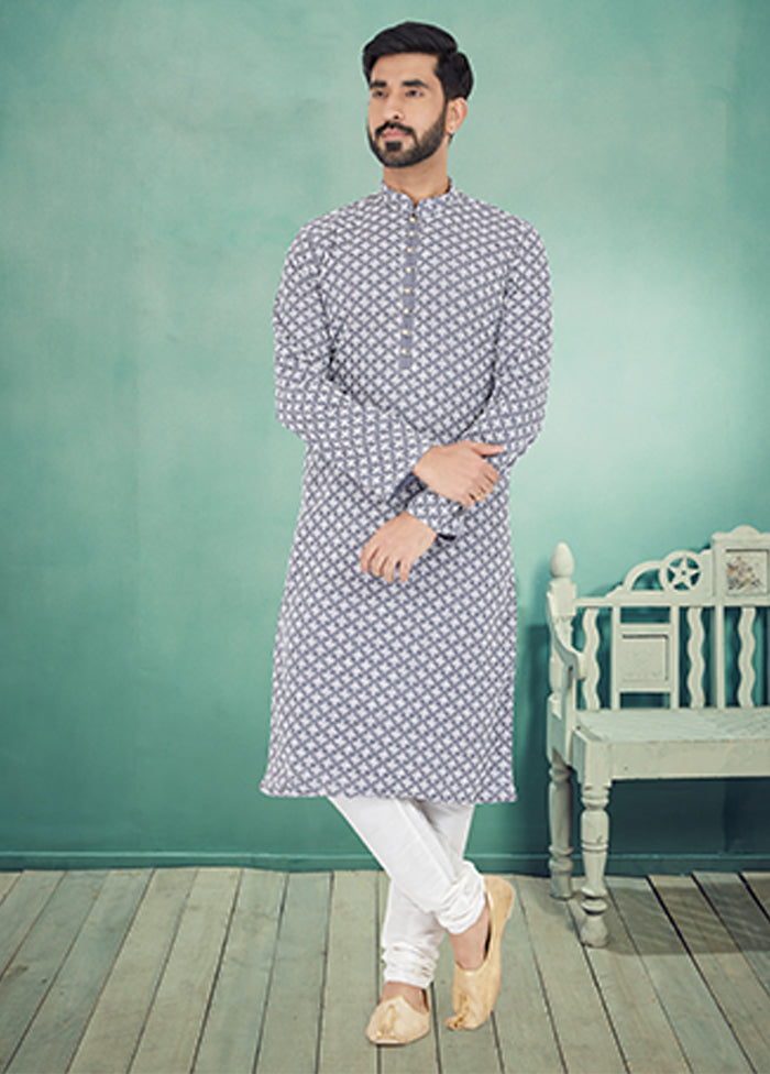 Grey Georgette 2 Pc Kurta Pajama Set