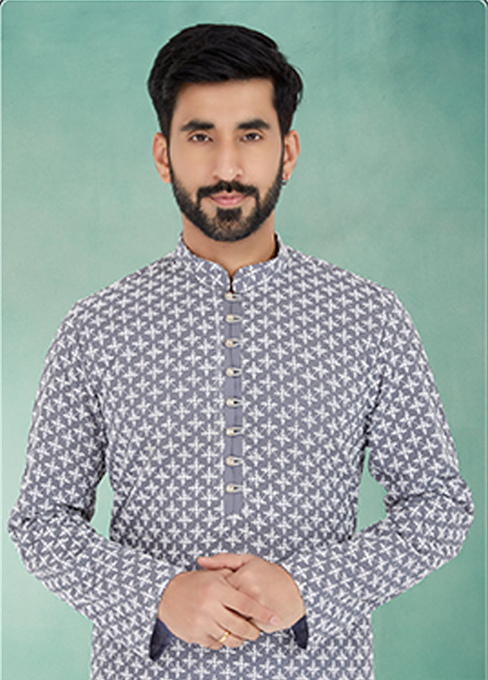 Grey Georgette 2 Pc Kurta Pajama Set