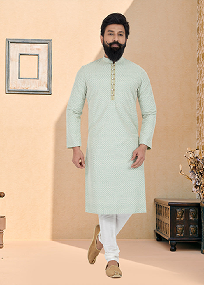 Green Silk 2 Pc Kurta Pajama Set