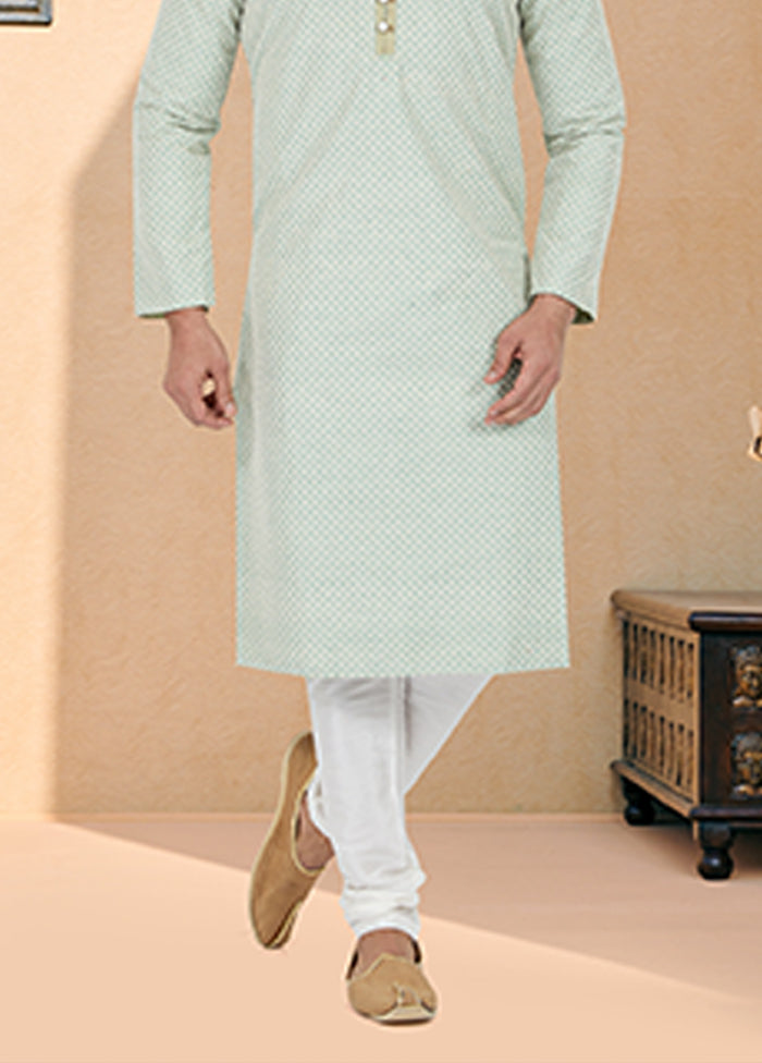 Green Silk 2 Pc Kurta Pajama Set