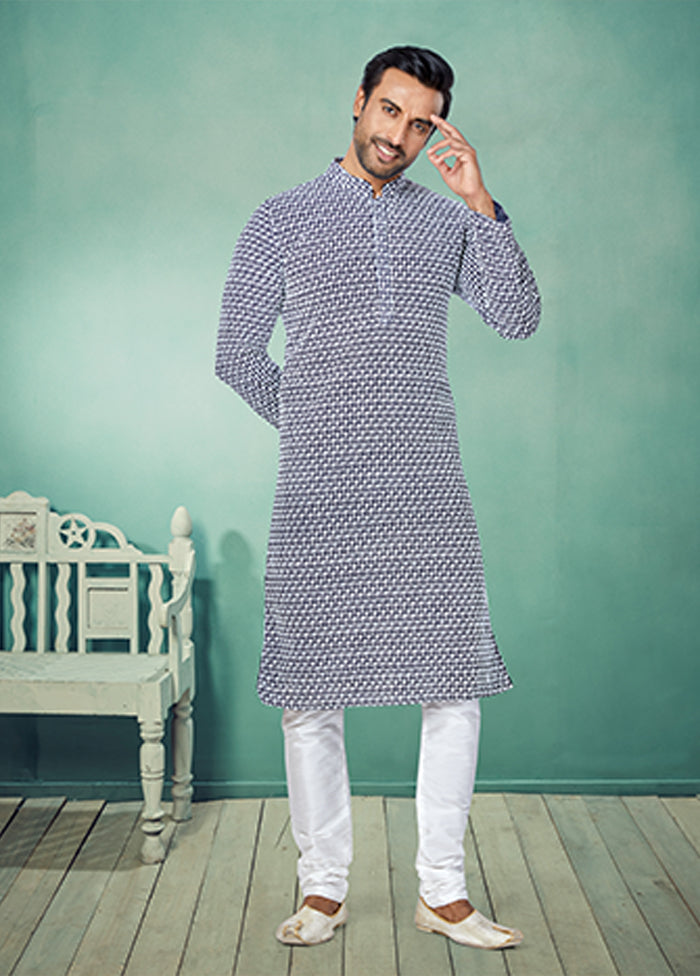 Blue Georgette 2 Pc Kurta Pajama Set