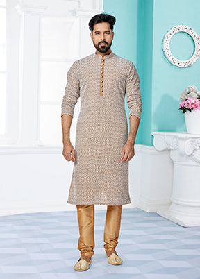 Brown Georgette 2 Pc Kurta Pajama Set