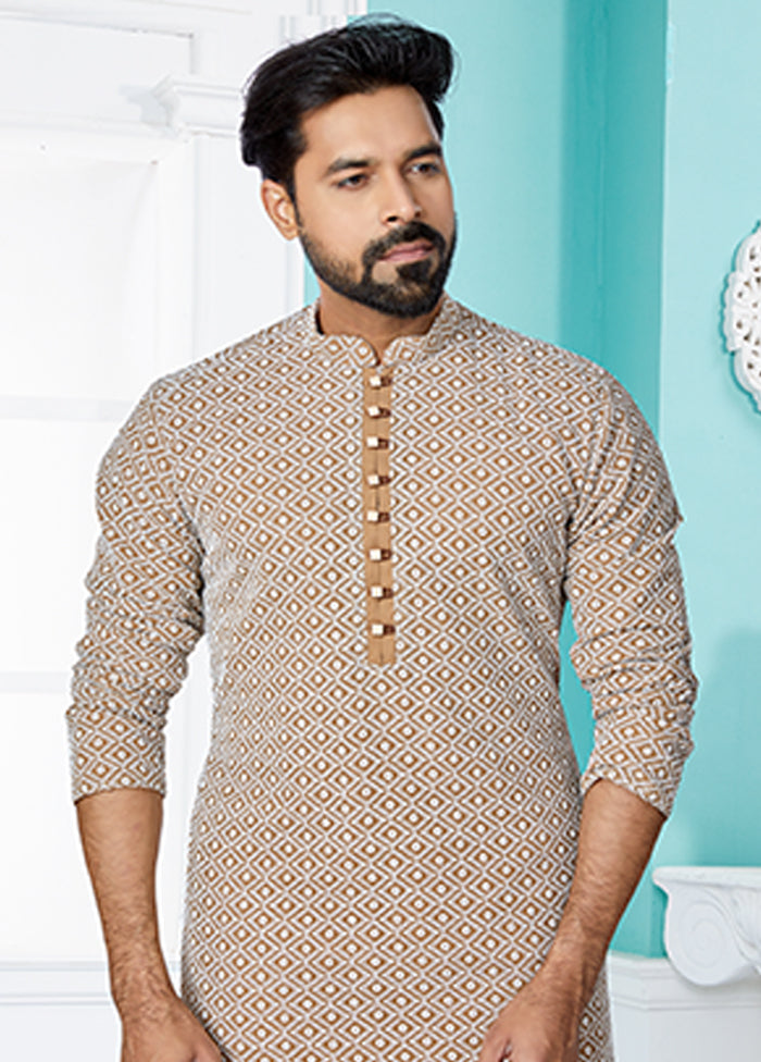 Brown Georgette 2 Pc Kurta Pajama Set