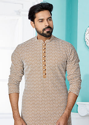 Brown Georgette 2 Pc Kurta Pajama Set