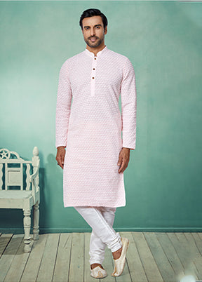 Pink Georgette 2 Pc Kurta Pajama Set