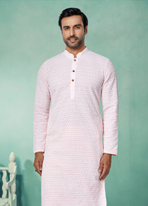 Pink Georgette 2 Pc Kurta Pajama Set
