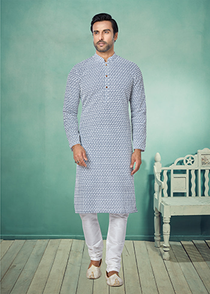 Grey Georgette 2 Pc Kurta Pajama Set