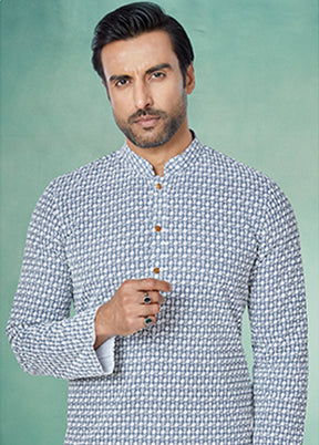 Grey Georgette 2 Pc Kurta Pajama Set